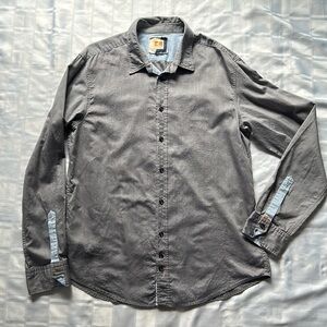 Hugo Boss Orange Grey Button Up Long Sleeve Shirt